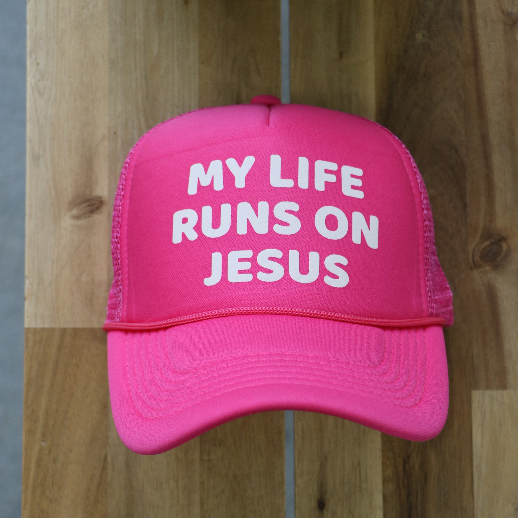 MY LIFE RUNS ON JESUS TRUCKER (ONE SIZE)