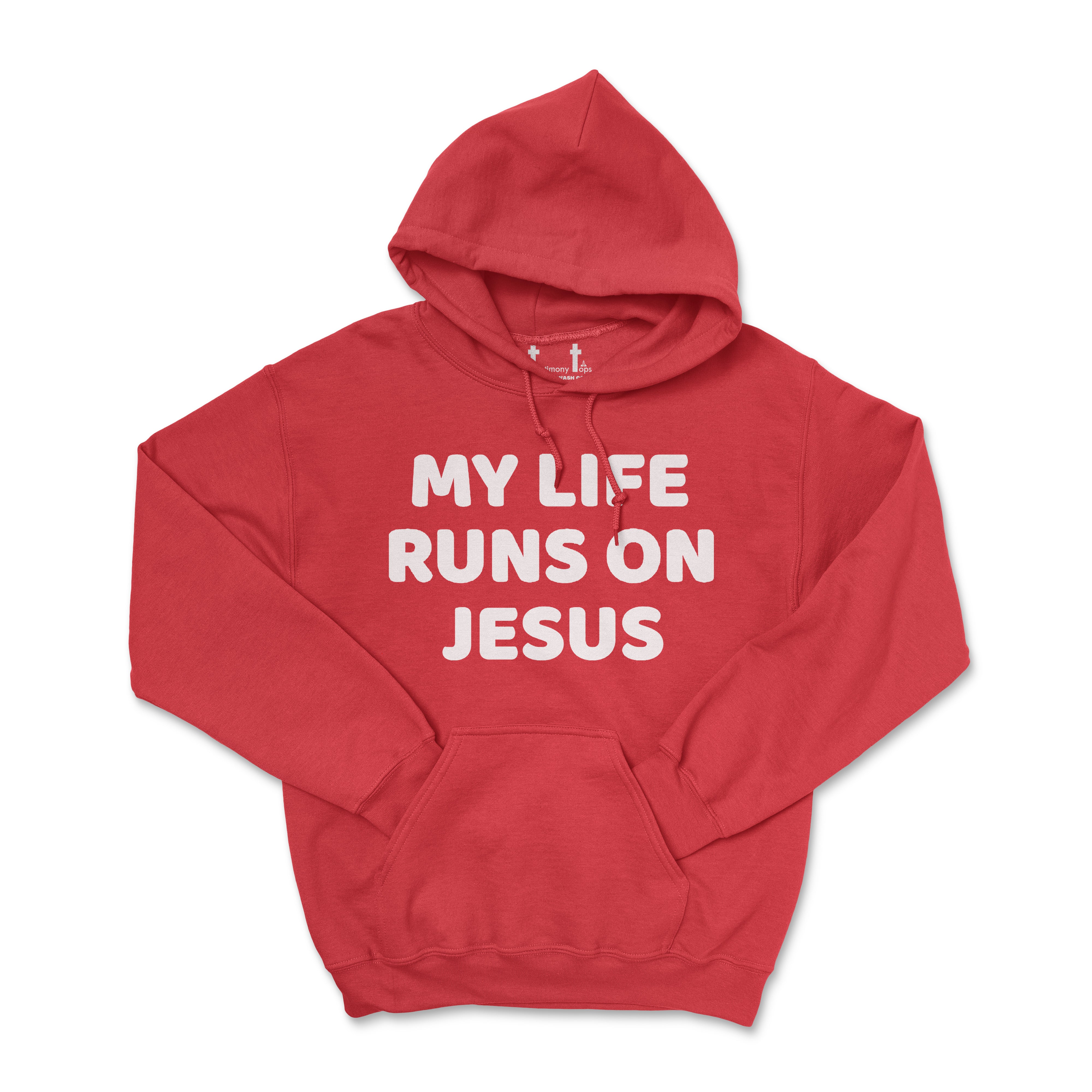 MY LIFE RUNS ON JESUS SINGLE COLOR (UNISEX FIT) HOODIE. 50% OFF FOR A LIMITED TIME