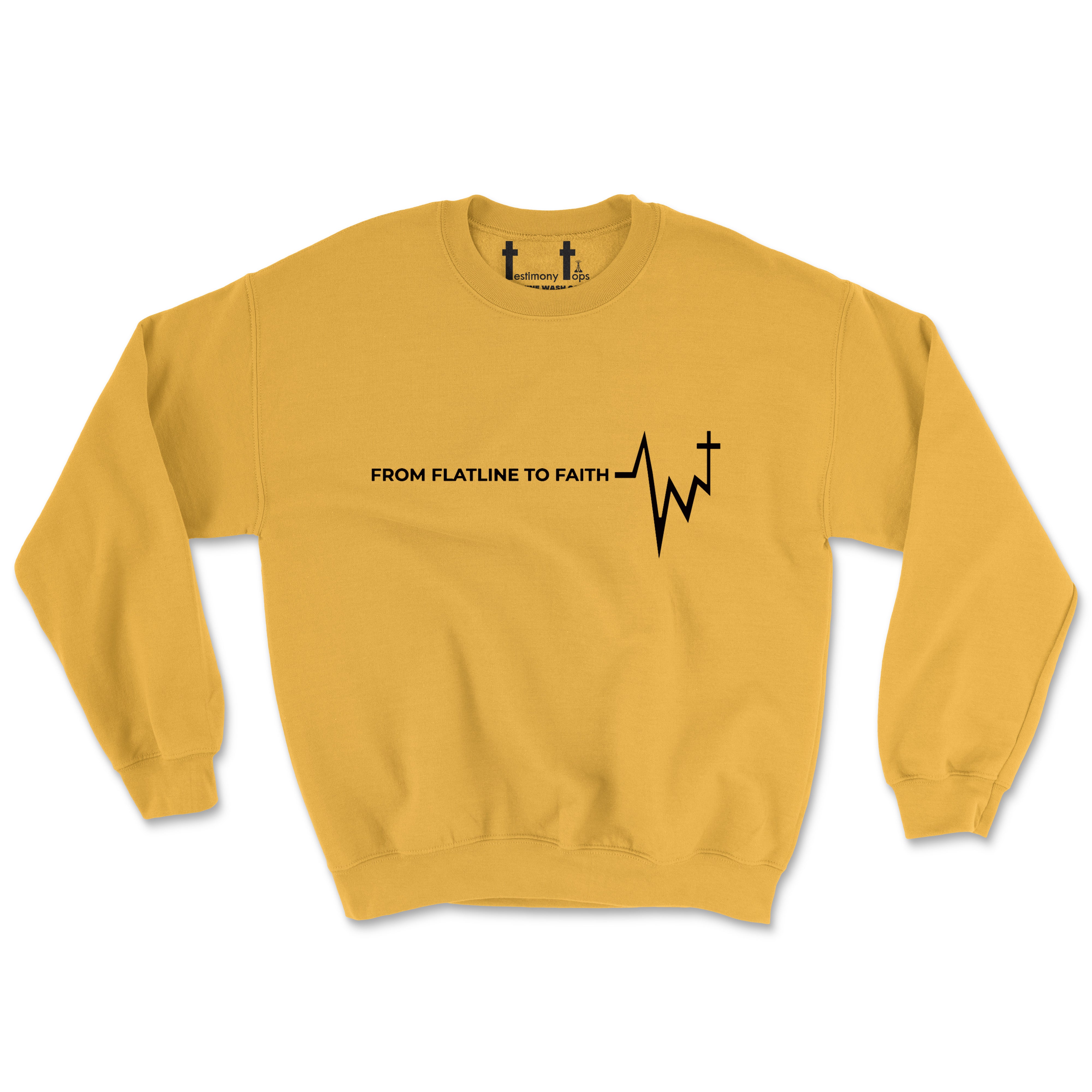 FLATLINE TO FAITH BLACK (UNISEX FIT) CREWNECK. 30% OFF FOR A LIMITED TIME
