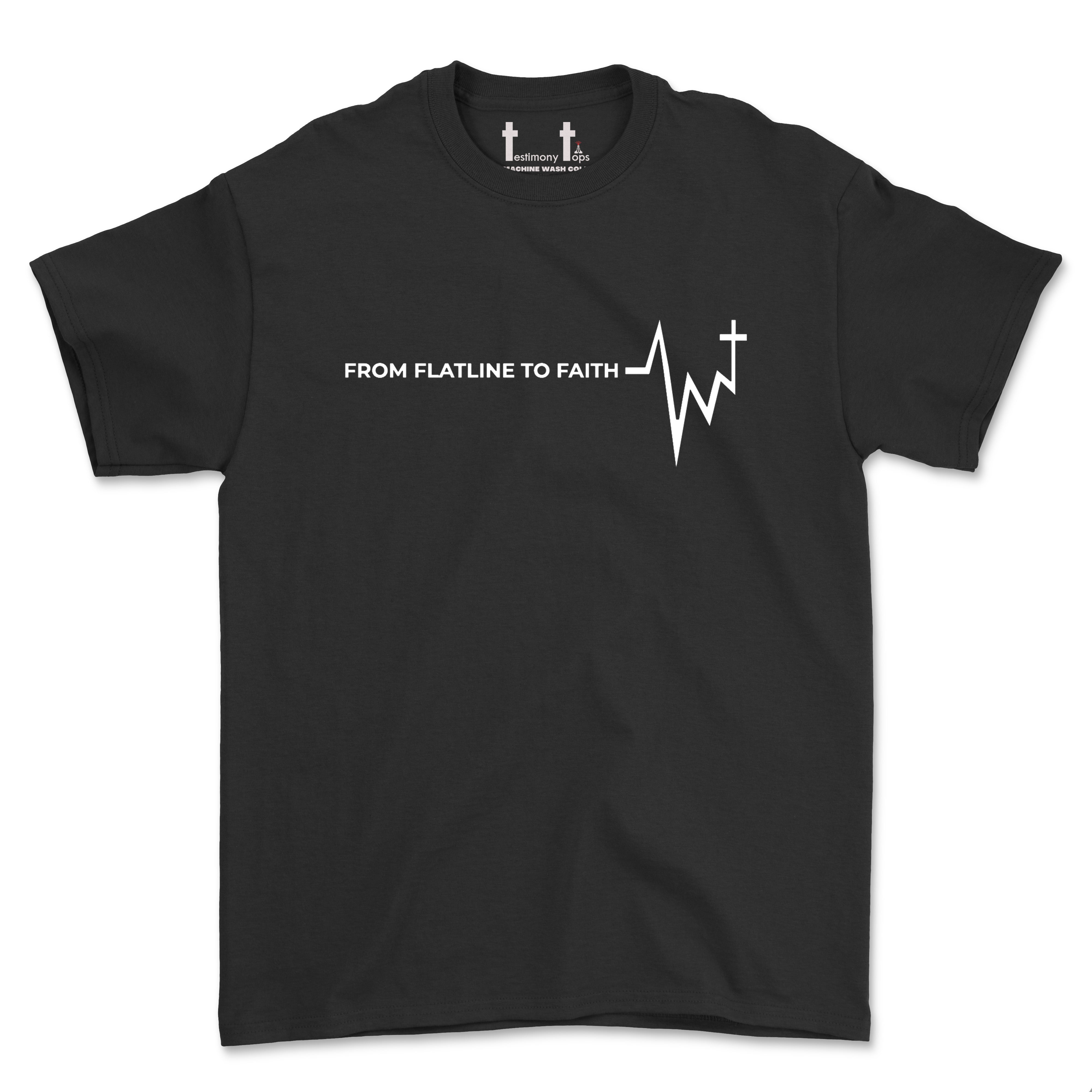 FLATLINE TO FAITH - WHITE DESIGN (UNISEX FIT) TEE. 30% OFF FOR A LIMITED TIME