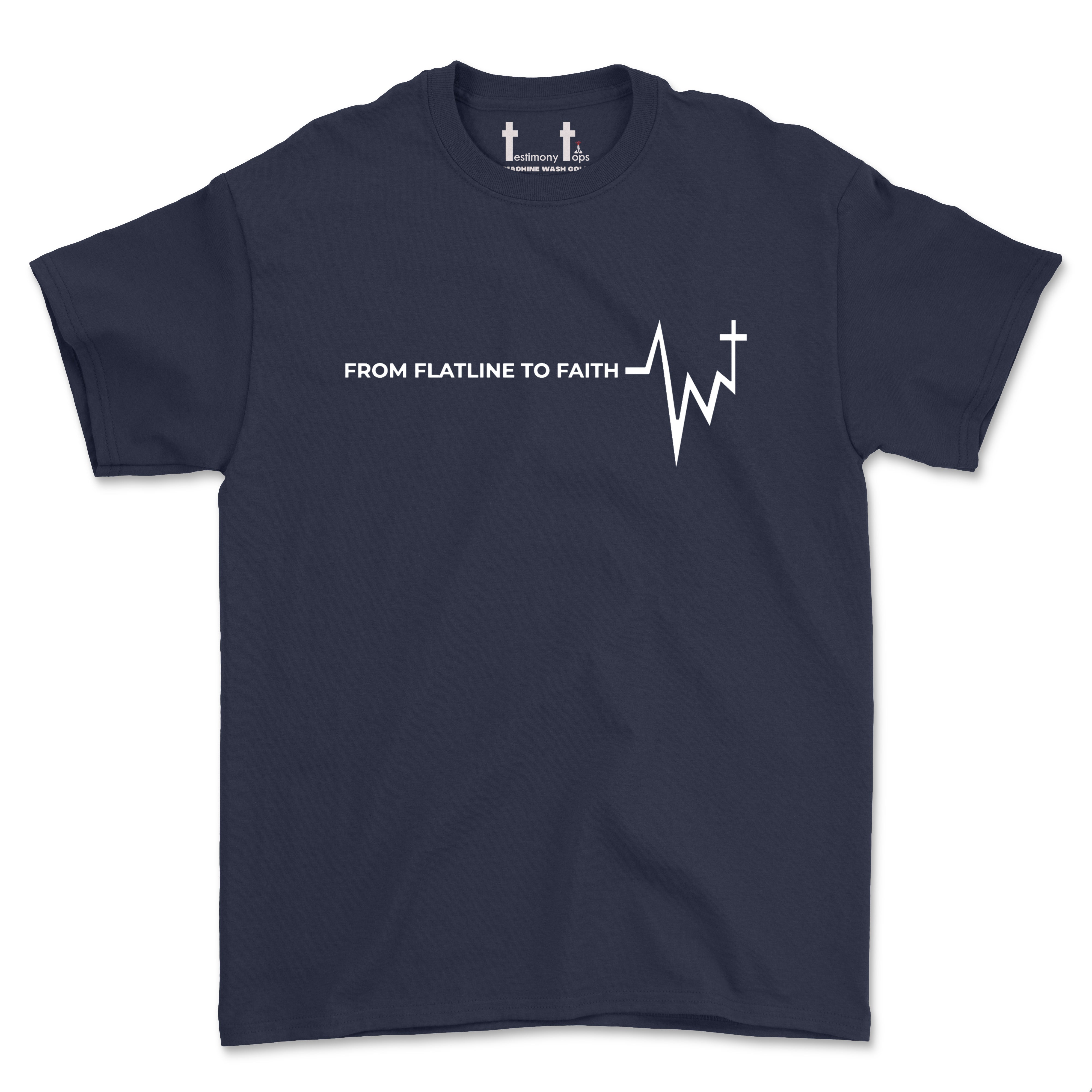 FLATLINE TO FAITH - WHITE DESIGN (UNISEX FIT) TEE. 30% OFF FOR A LIMITED TIME