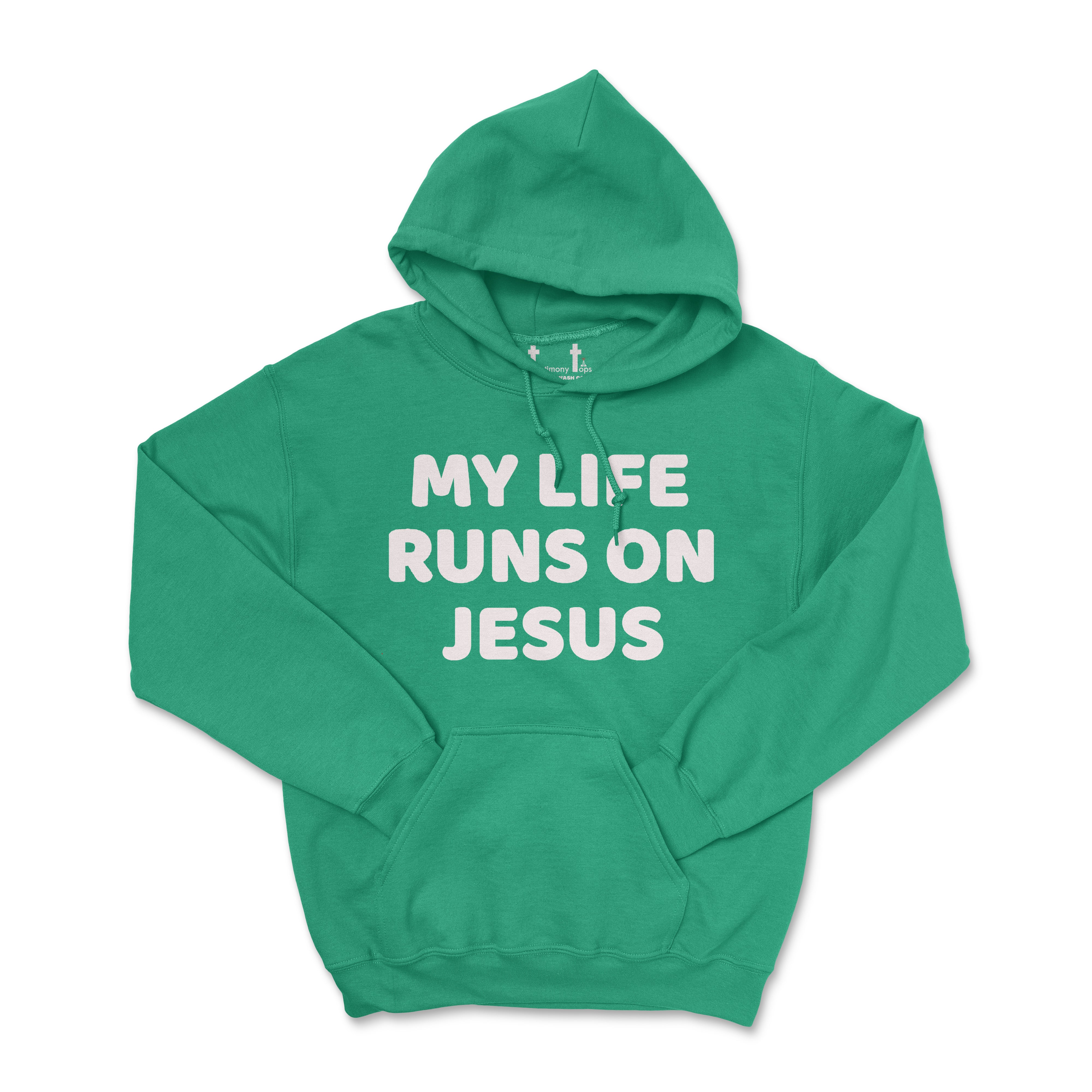 MY LIFE RUNS ON JESUS SINGLE COLOR (UNISEX FIT) HOODIE. 30% OFF FOR A LIMITED TIME